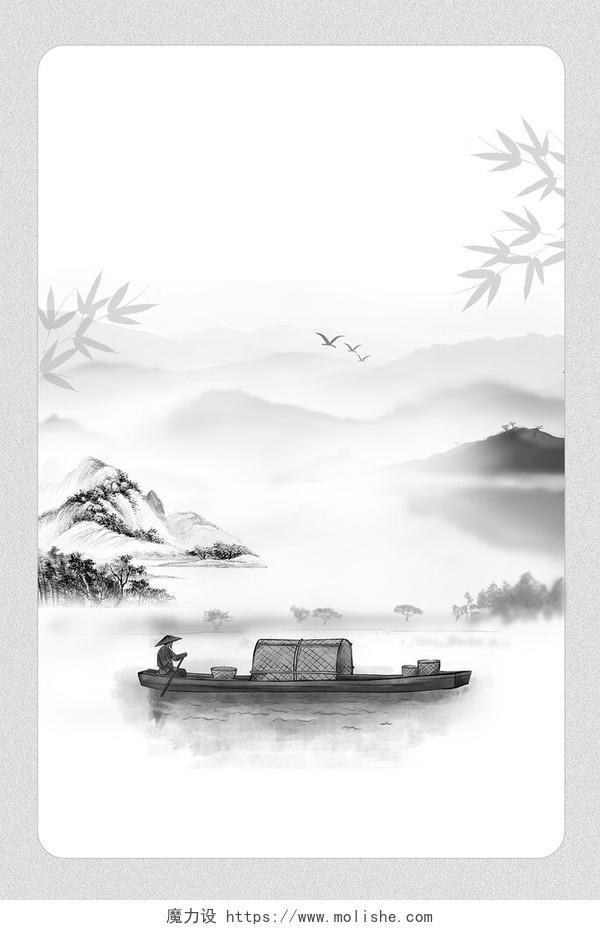 古典中国风水墨山水传统清明节节日背景素材